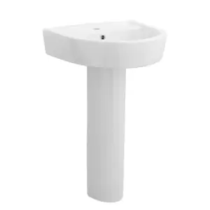 image of Nuie Provost 520mm Basin & Pedestal - White