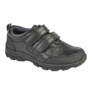 Image of Roamers Boys Twin Touch Fastening Leather Shoe (2 UK) (Black)