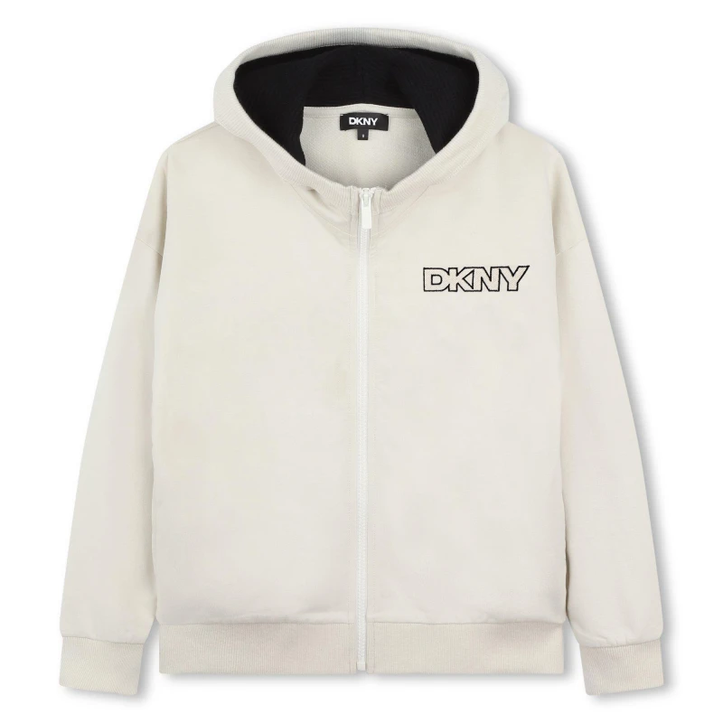 Image of DKNY Unisex Kids Logo Full Zip Hoodie Light Grey 022 unisex 12Y