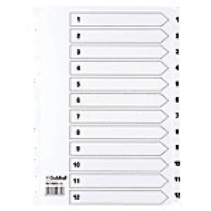 image of Guildhall Mylar Dividers White A4 12 Part 1-12 Numbered Set