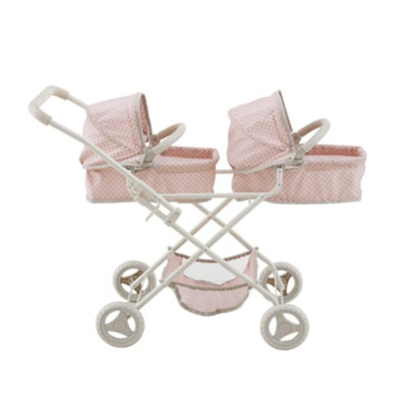 Image of Teamson Kids Twin Doll Pram/stroller, Convertible Bassinet Seats
