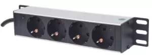 Image of 10" 1U Rackmount 4-Way Power Strip - German Type" - With Power Indicator - No Surge Protection - 1.8m Power Cord (Euro 2-pin plug) - Basic - 1U - Hori