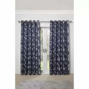 Image of Emma Barclay Butterfly Meadow Eyelet Curtain 46 X 54 Navy