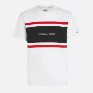 Image of Tommy Jeans Classic Linear Cut & Sew Cotton-Jersey T-Shirt - L