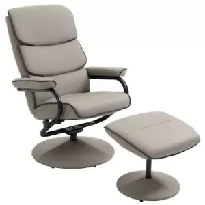 Image of HOMCOM Faux Leather Recliner Chair With Ottoman Swivel Lounge Seat With Footstool