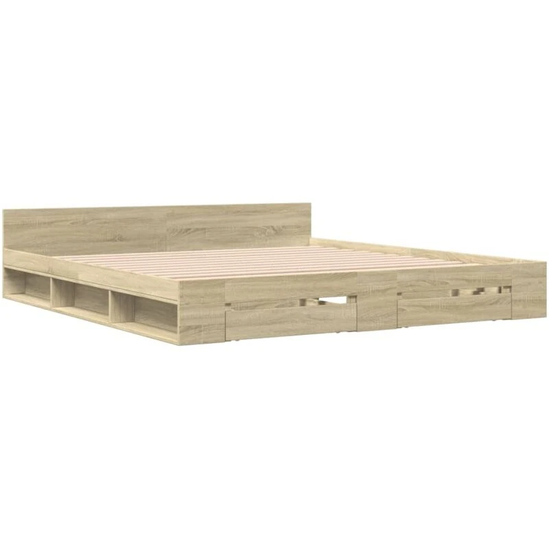Image of VIDAXL Bed Frame with Drawers without Mattress Sonoma Oak 180x200cm Super King Vidaxl 3280729