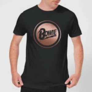 image of David Bowie Rose Gold Badge Mens T-Shirt - Black