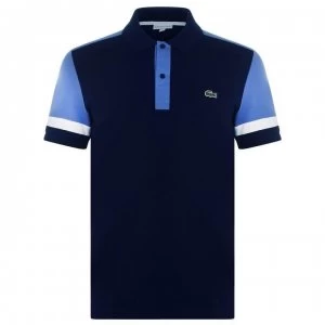 image of Lacoste Colour Block Sleeve Polo Shirt - Navy/King 4QB