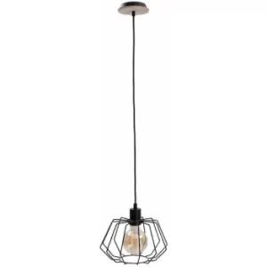 image of Netlighting Soho Wire Frame Pendant Ceiling Light Wood, 25cm, 1x E27