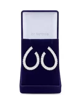 image of Jon Richard Rhodium Plated Cubic Zirconia Baguette Statement Earrings - Gift Boxed, Silver, Women