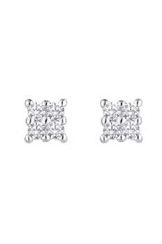 Image of Silver Plated Recycled Cubic Zirconia Multi Stone Mini Stud Earrings - Gift Pouch
