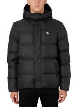 image of Calvin Klein Jeans Hooded Down Padded Jacket - Black Size M Men