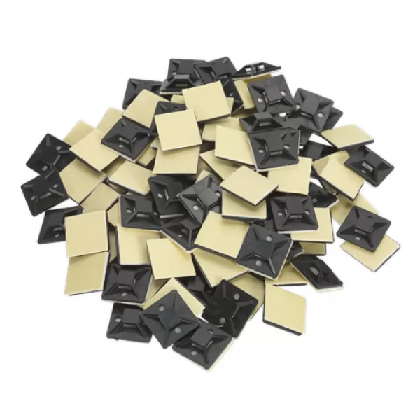 Image of Sealey CTM2525B Self-Adhesive Cable Tie Mount 25 x 25mm Black Pack of 100