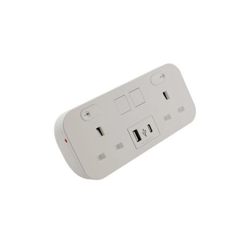 Image of POWERDATA ICON White DESKTOP 2X POWER - DUAL USB A&C