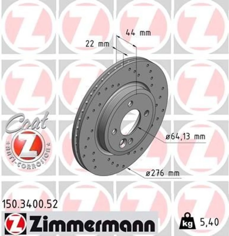 Image of ZIMMERMANN Brake disc ZIMMERMANN 150.3400.52