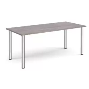 image of Rectangular chrome radial leg meeting table 1800mm x 800mm - grey oak