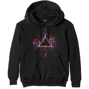 Image of Pink Floyd - Dark Side of the Moon Pink Splatter Mens Large Pullover Hoodie - Black