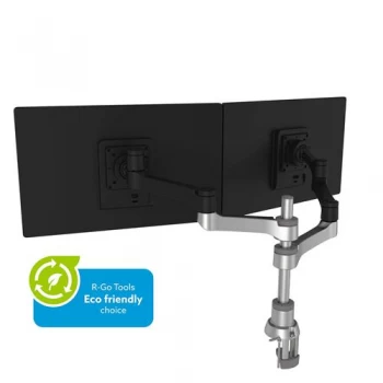 R-Go Tools R-Go Zepher 4 C2 Circular Dual Monitor Arm Desk Mount Adjustable 0-8 kg Black-Silver Low Carbon Footprint