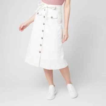 Image of Ted Baker Womens Xandra Line Button Front Skirt - Cream - UK 8