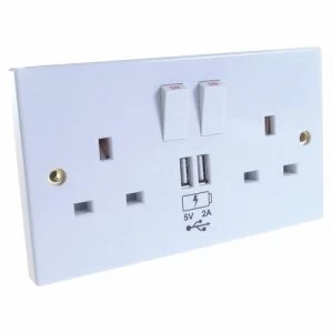 Image of Connekt Gear 2 PACK SPECIAL 2 Way UK Power Socket with USB Charging Plate