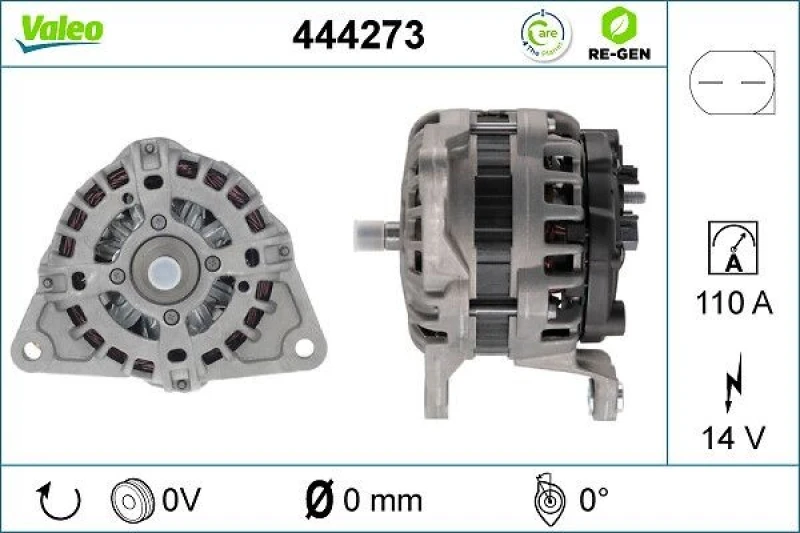 Image of VALEO 444273 Generator VALEO RE-GEN REMANUFACTURED Alternator Charging Current: 110A, Voltage: 14V Alternator (4)