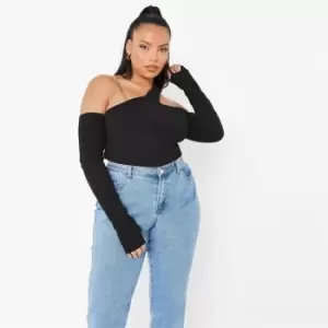 Image of Missguided Off The Shoulder Cut Out Bodysuit - Black