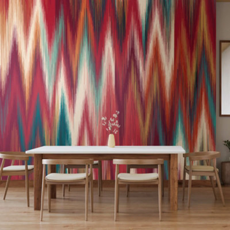 Image of Origin Murals Ikat Zig Zag - Raspberry Red Matt Smooth Paste The Wall Mural 350Cm Wide X 280Cm High