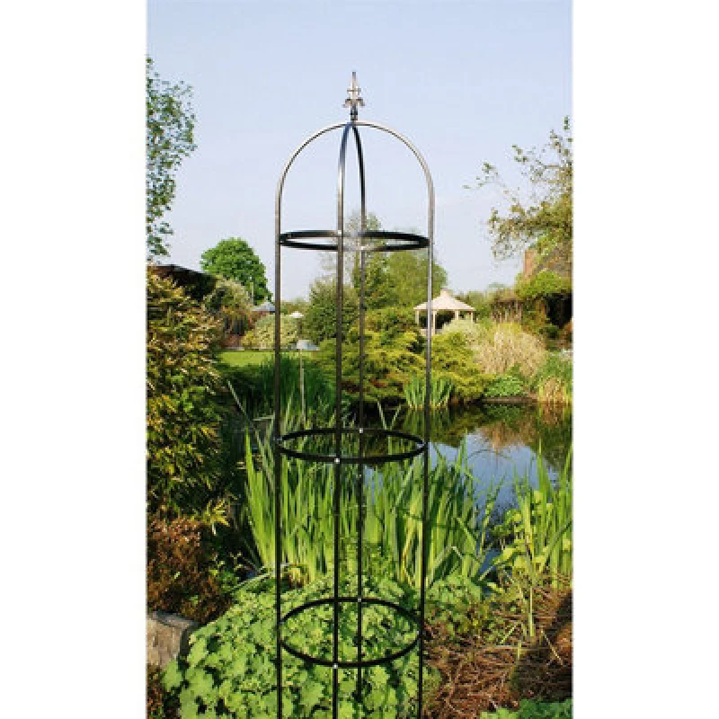 Image of Poppy Forge 6ft Traditional Tower - Garden Obelisk, Plant Support - Solid Steel - L37 X W35.6 X H182.9cm - Black