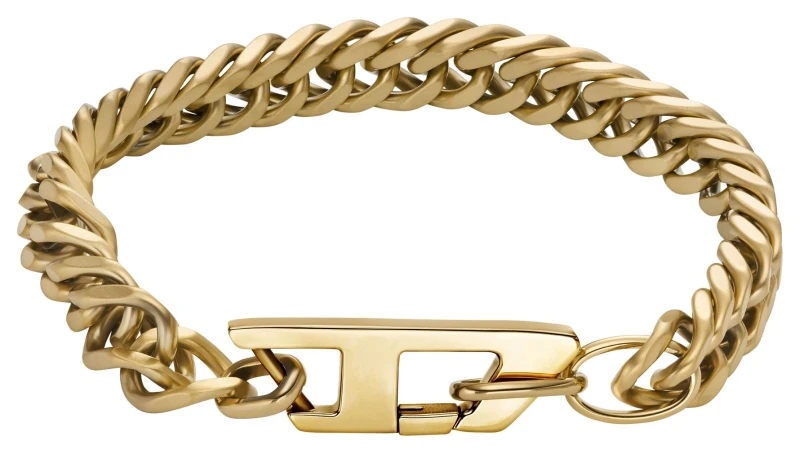 Image of Diesel DX1511710 Mens D Logo Gold-Tone Stainless Steel Jewellery