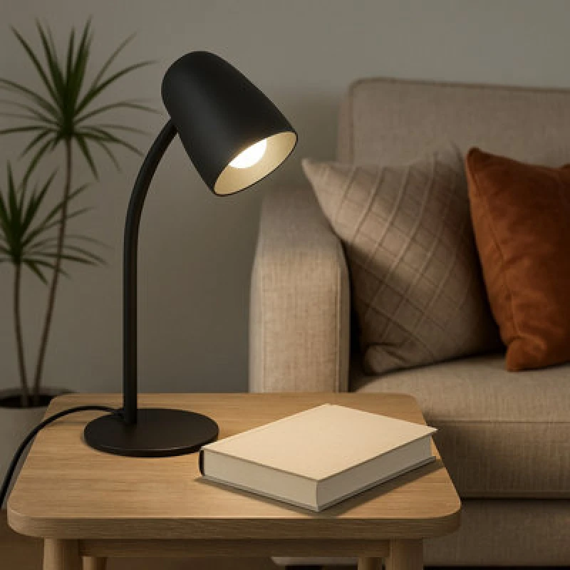 Image of Eglo Carlo Modern Steel Flexible Desk Lamp, Black