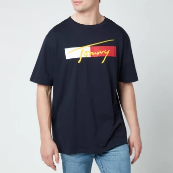 Image of Tommy Hilfiger Mens Drop Shoulder T-Shirt - Desert Sky - XL
