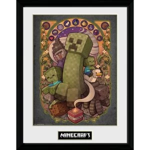 image of Minecraft Creeper Nouveau Framed Collector Print