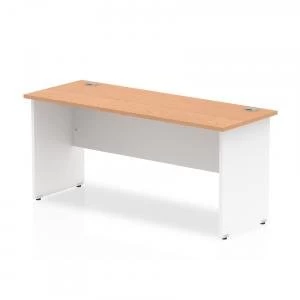 image of Trexus Desk Rectangle Panel End 1600x600mm Oak Top White Panels Ref