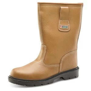 Image of Click Footwear Rigger Boot Unlined Steel Toe Cap PU Leather Size 10 Tan