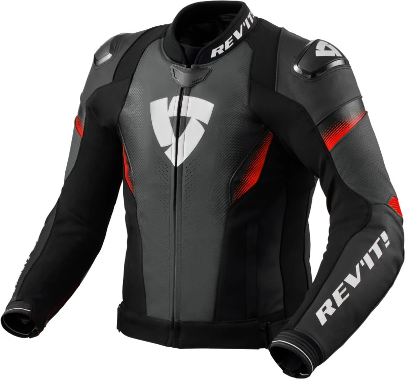 Image of Revit Control perforated Motorcycle Leather Jacket, black-red, Size 56 for Men