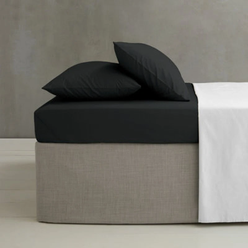 Image of Catherine Lansfield Easy Iron Percale Combed Extra Deep Fitted Sheet - Black Double