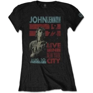 Image of John Lennon - Live in NYC Womens Small T-Shirt - Black