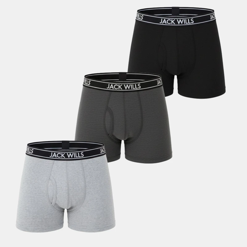Image of Jack Wills Daundley Multipack Boxers 3 Pack Char/Grey/Black male Small