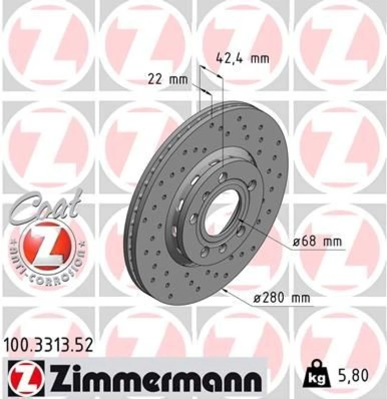 Image of ZIMMERMANN Brake disc ZIMMERMANN 100.3313.52