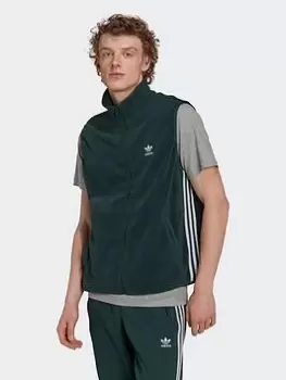 Image of adidas Originals 3 Stripe Fleece Vest - Dark Green, Dark Green Size M Men