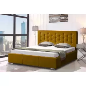 Image of Pinia Bed Small Double Plush Velvet Mustard