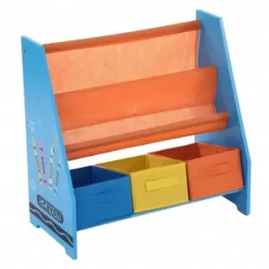 image of Childrens Wooden Crayon Bookcase Storage Rack