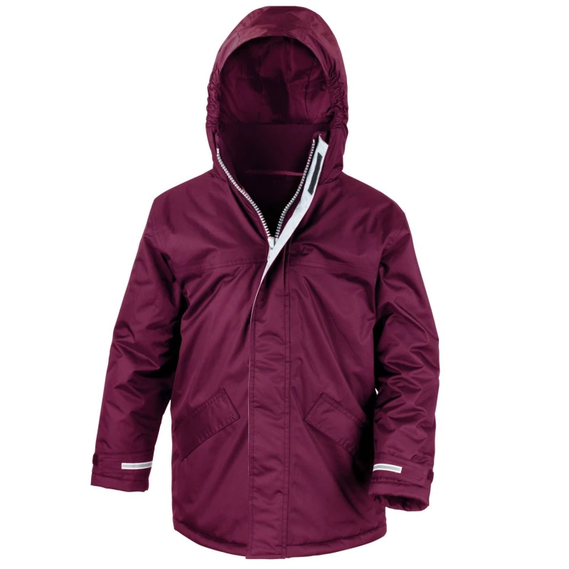 Image of Result Core Plain Black Parka in Burgundy Size: 3-4 Years Burgundy Unisex 3-4 Years