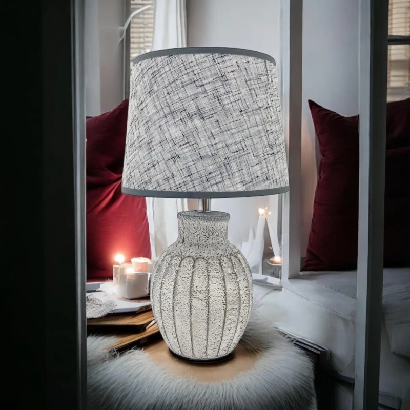 Image of Minster Shade Table Lamp - L15 X W15 X H44cm - Grey