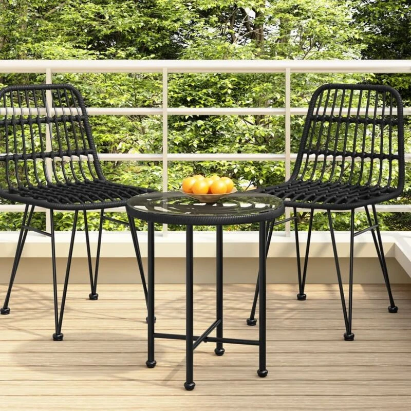 Image of vidaXL Dining Table Black 50cm?Tempered Glass and Steel, Black 319433