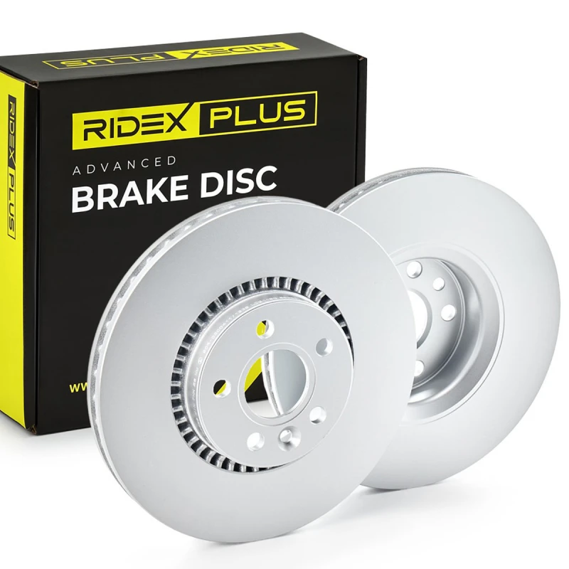 Image of RIDEX PLUS 82B0267P Brake disc Front Axle, Vented, Grey Cast Iron, Coated, without bolts/screws Grey Cast Iron Brake Disc (82)