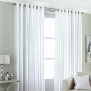 image of Fiji Faux Silk Eyelet Curtains White / 117 x 183cm