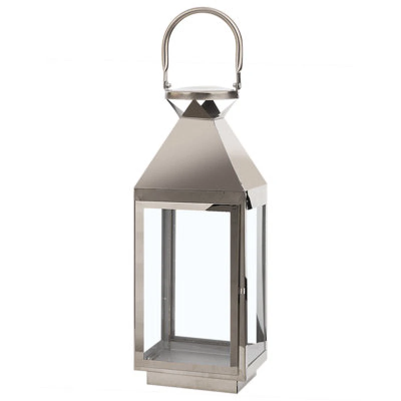 Image of Beliani Lantern Bali Stainless Steel 40 Cm Silver