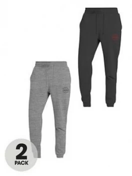 image of Jack & Jones 2 Pack Jersey Skinny Fit Joggers - Grey/Black, Multi, Size 2XL, Men