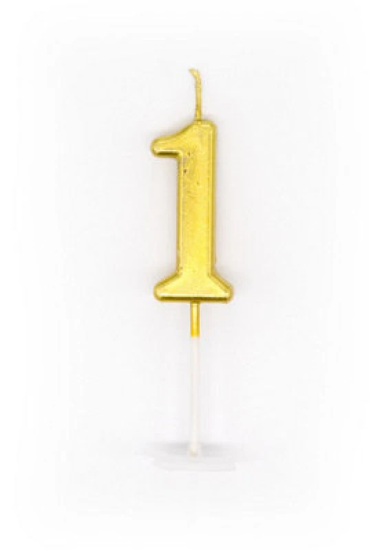 Image of Shatchi Gold 1 Number Candle Birthday Anniversary Party Cake Decorations Topper Gold unisex